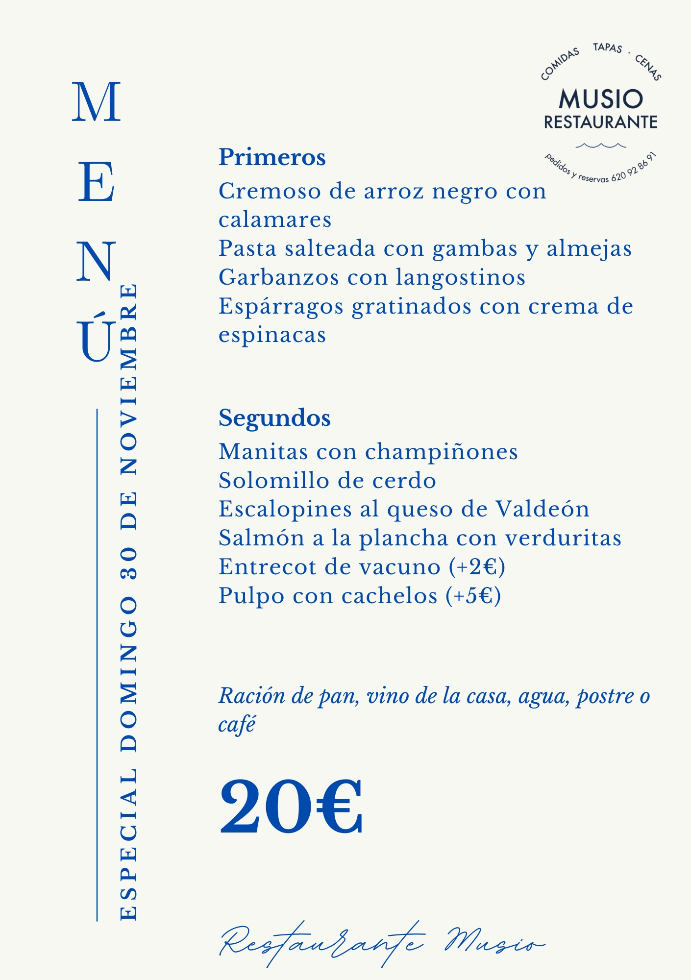 Menu Musio Especial sin infantil A5 30112025