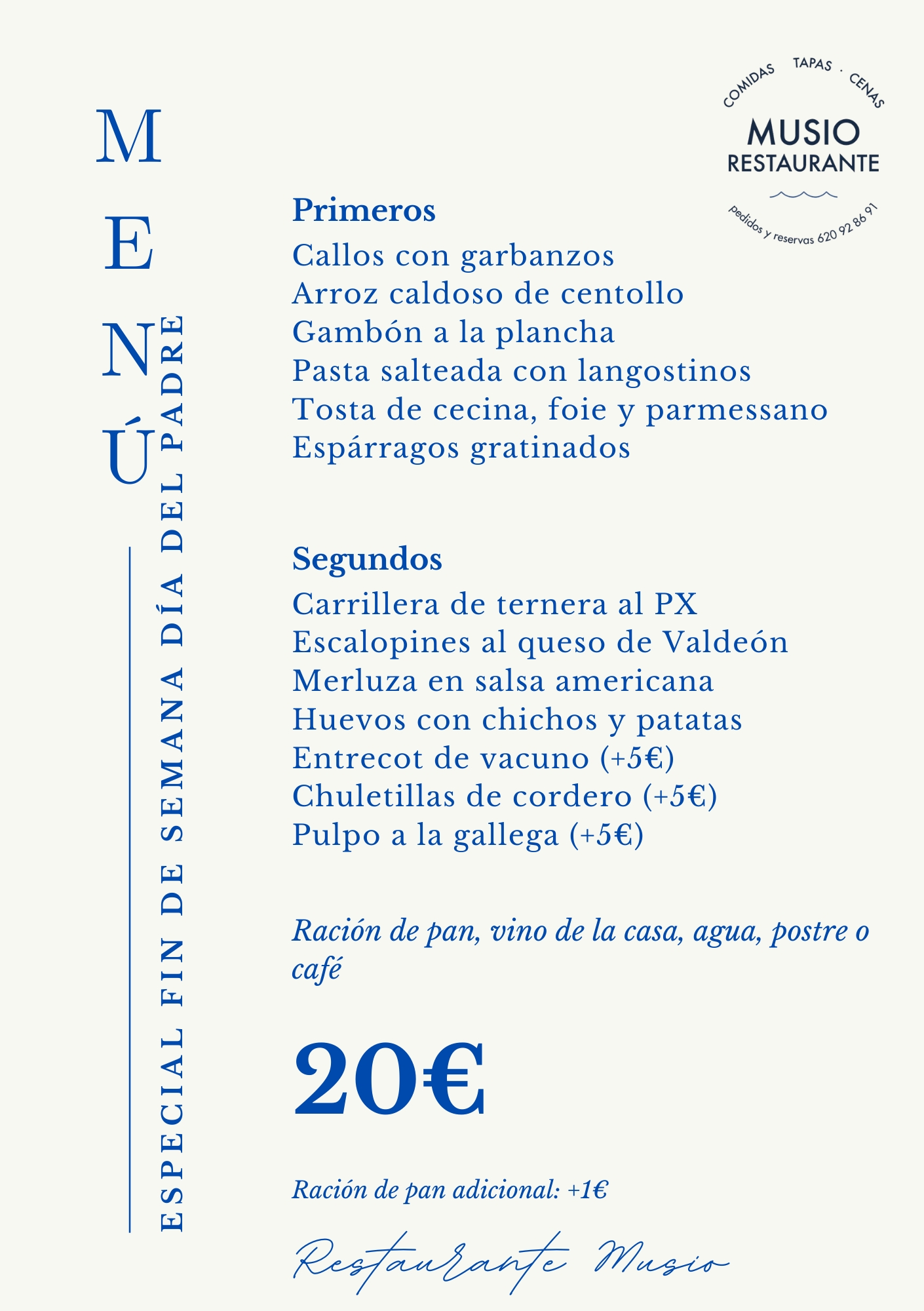 Menu Musio Especial sin infantil A5 21032026