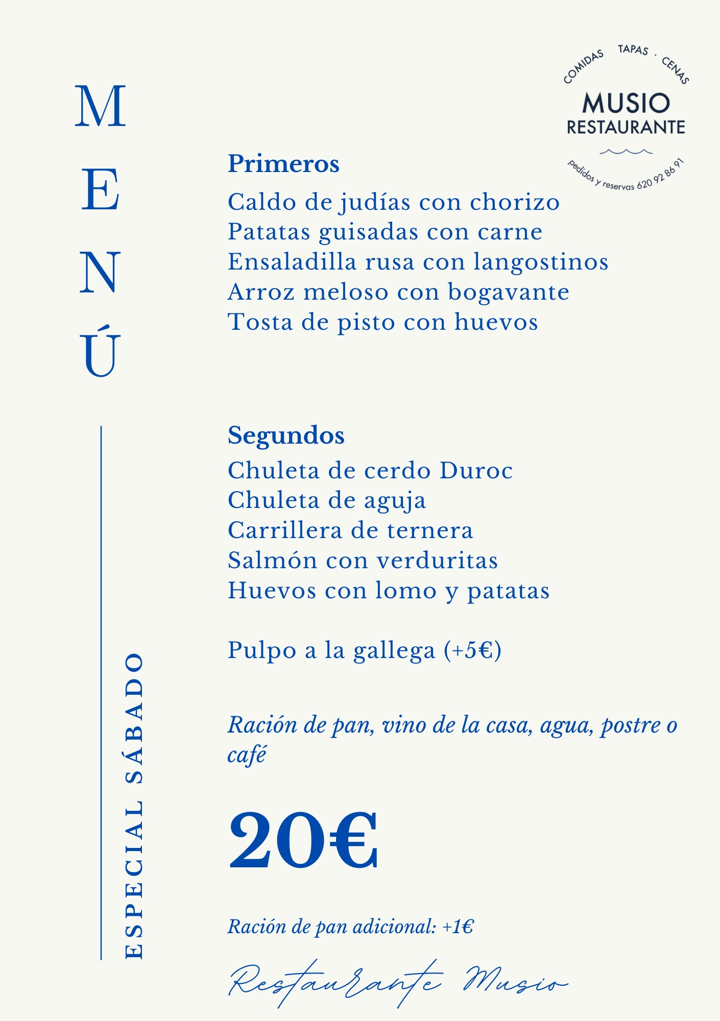 Menu Musio Especial sin infantil A5 23052026
