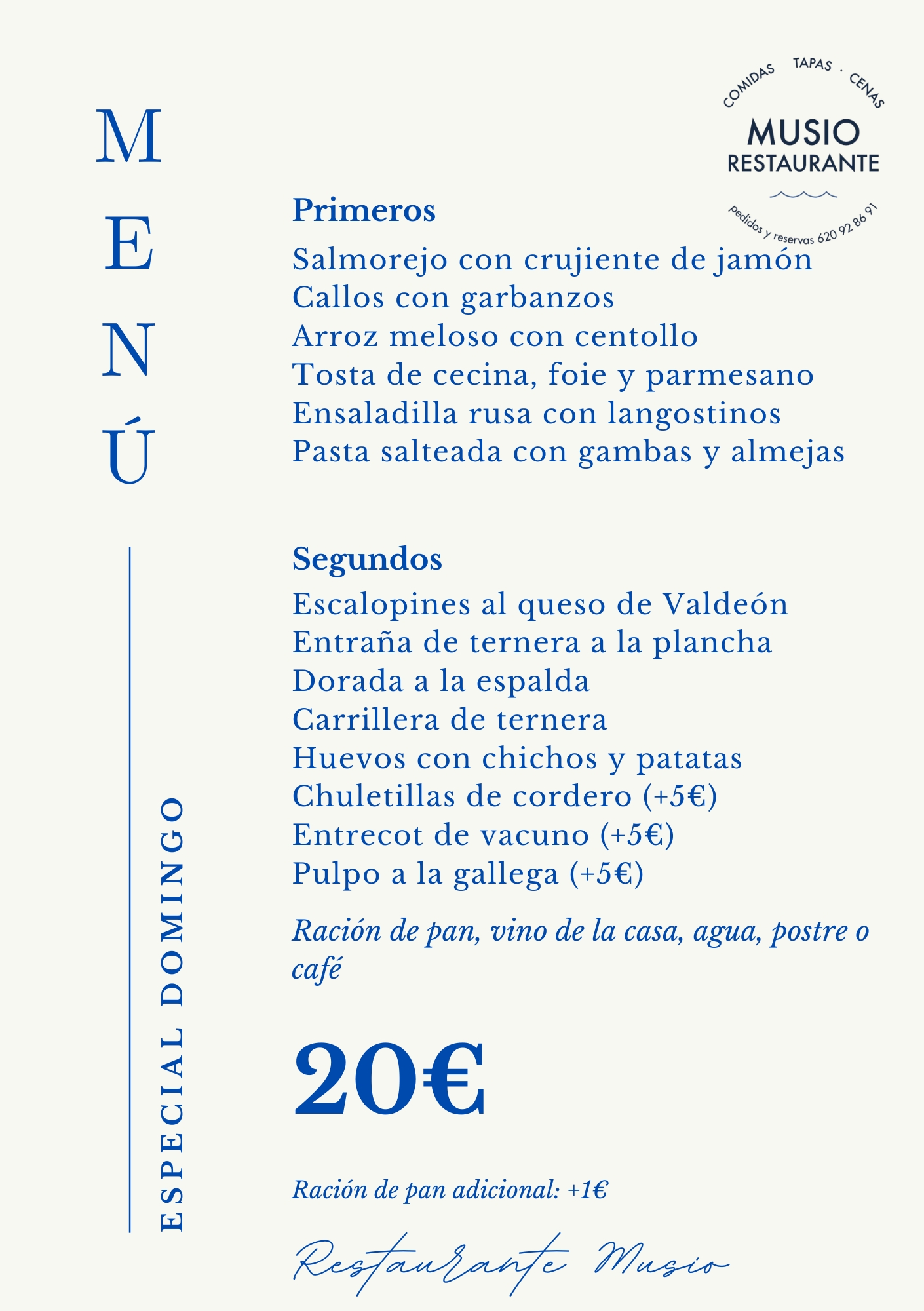 Menu Musio Especial sin infantil A5 21062026