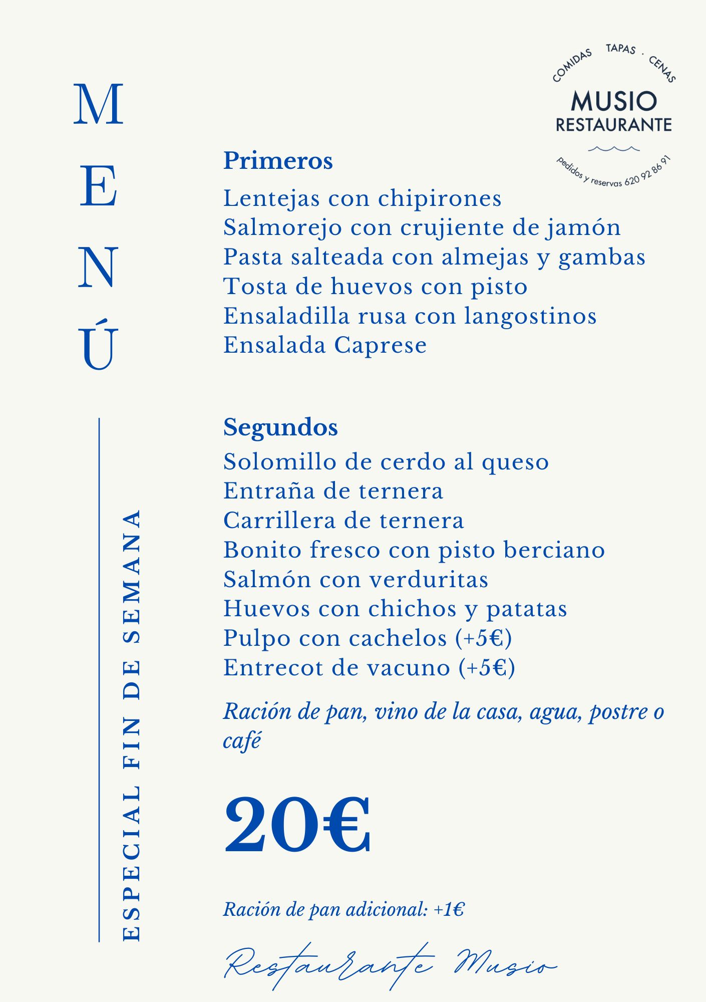 Menu Musio Especial sin infantil A5 18072026