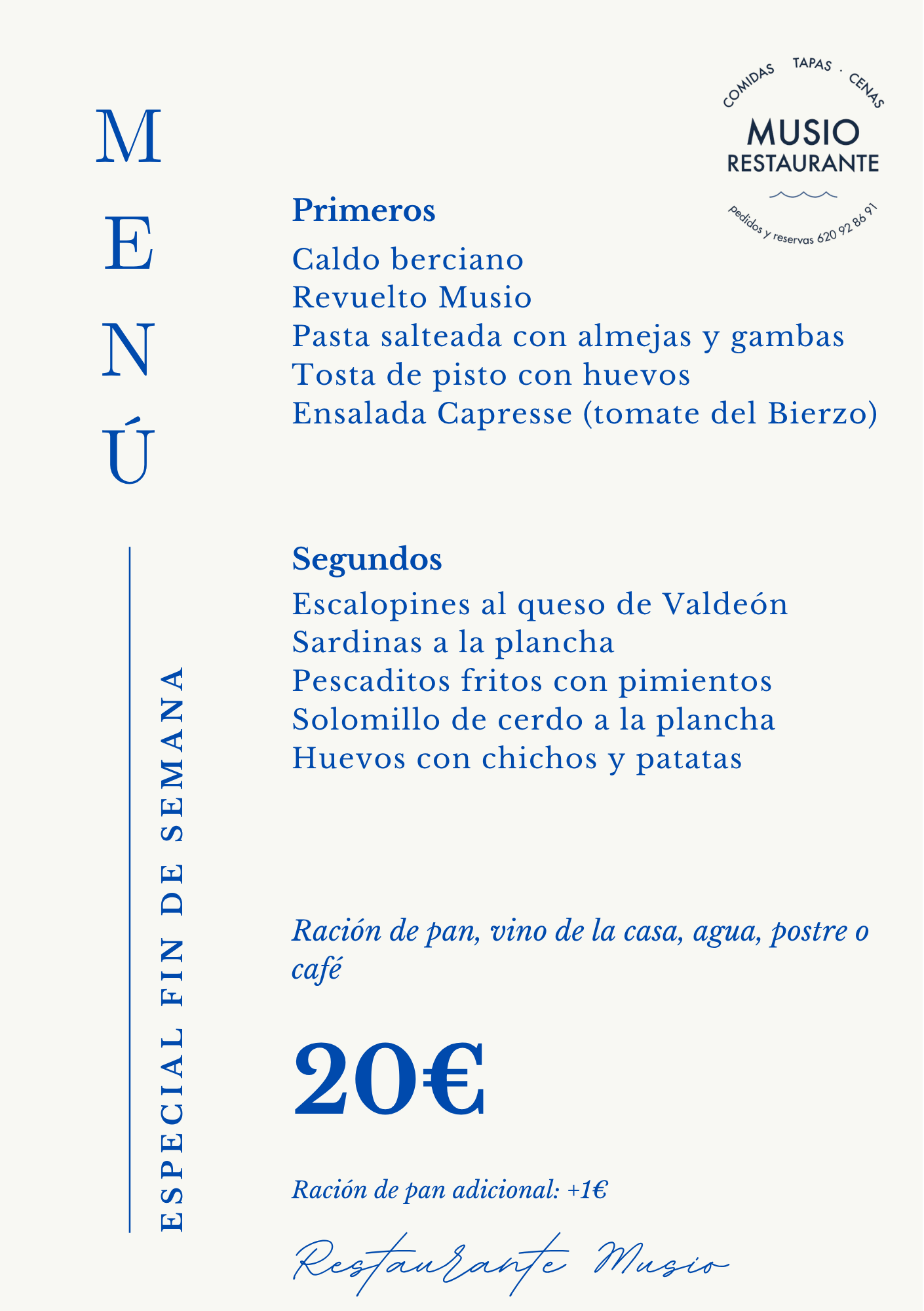 Menu Musio Especial sin infantil A5 03102026